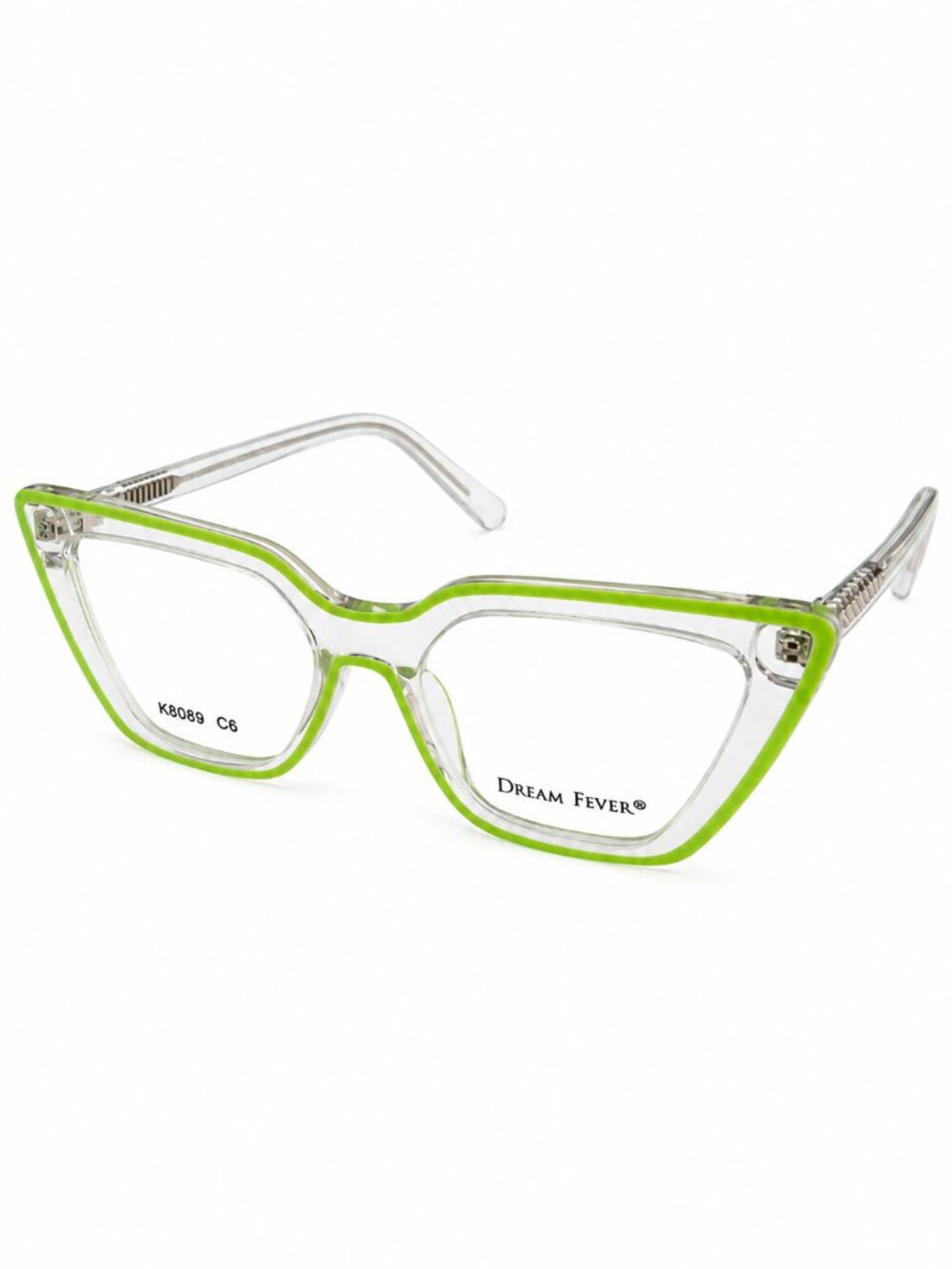 Dream Fever K8089 C6 Lime Green/Clear Eyeglass Frames 53-17-142